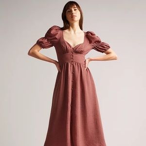 BNWT Ted Baker Angeia Textured Midi Dress, Mid Pink